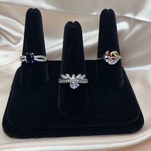 3 PC Set - NEW Pretty Bird Real White Gold Plated Rings Size 9